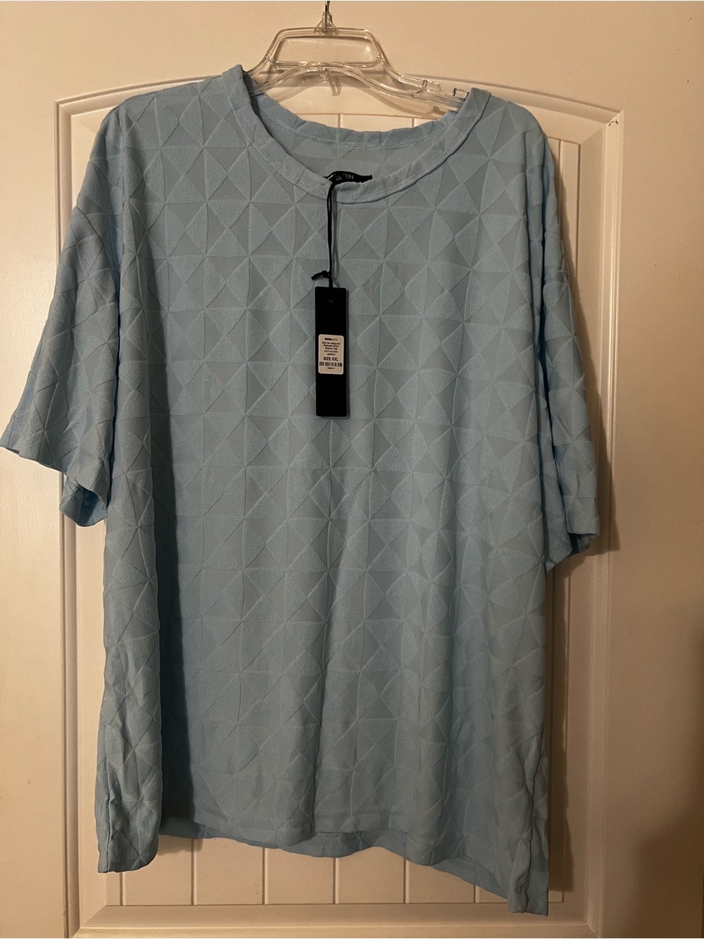 Light Blue Men's Short Sleeve Textured Shirt